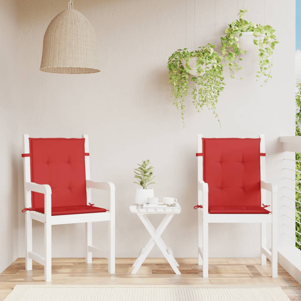 Podušky Na Židli Nízké Opěradlo 2 Ks Červené 100X50X3 Cm Oxford