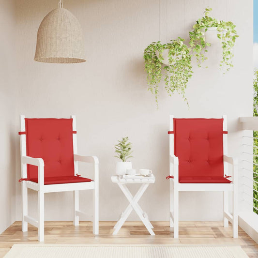 Podušky Na Židli Nízké Opěradlo 2 Ks Červené 100X50X3 Cm Oxford