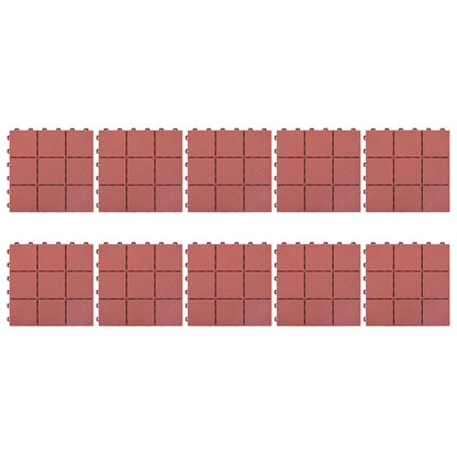 Terasové Dlaždice 10 Ks Červené 30,5 X 30,5 Cm Plast
