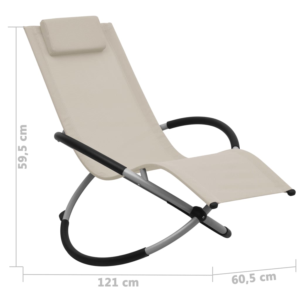 Dětské Zahradní Lehátko Ocel Krémové