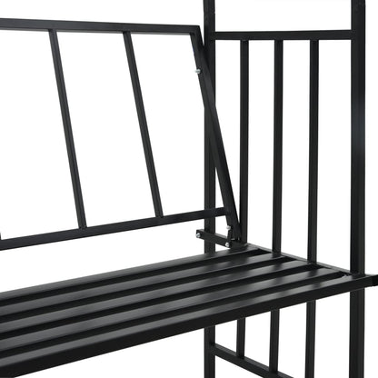 Zahradní Oblouk S Lavičkou Černý 128 X 50 X 207 Cm Železný