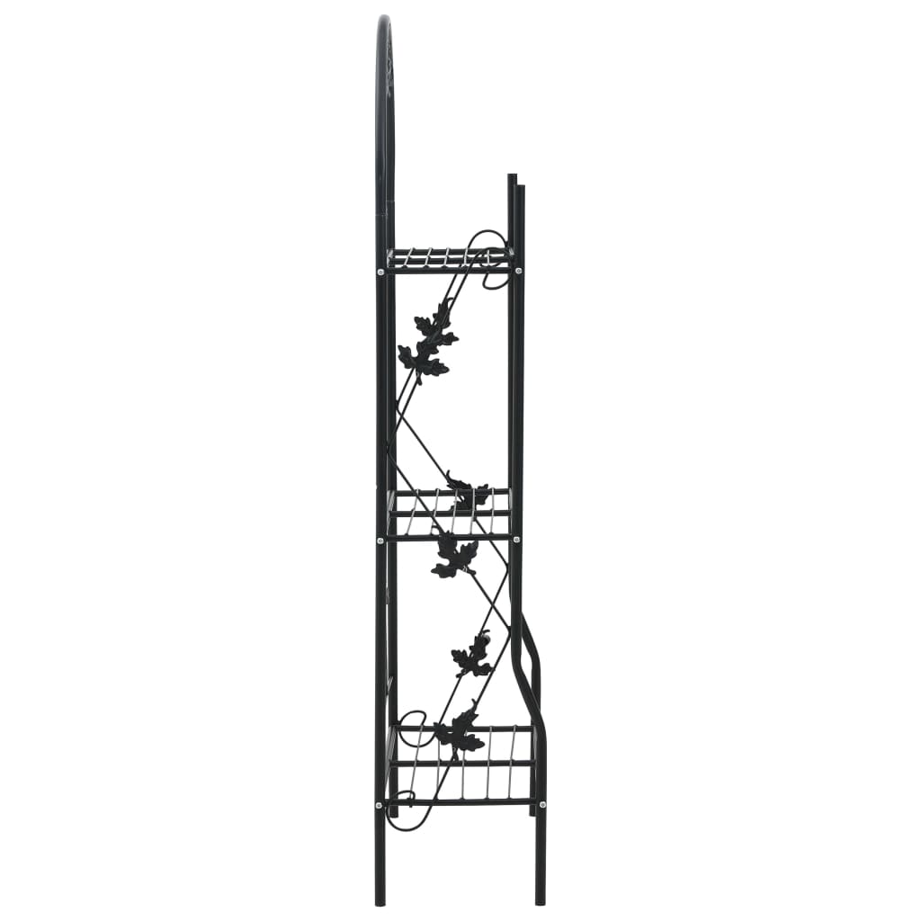 Stojan Na Květiny Se 3 Policemi Černý 52 X 28 X 128 Cm Železo