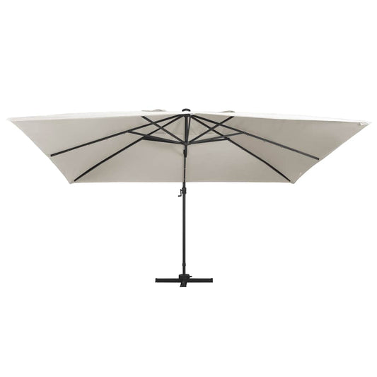 Boční Zahradní Slunečník S Led Hliníková Tyč 400X300 Cm Pískový