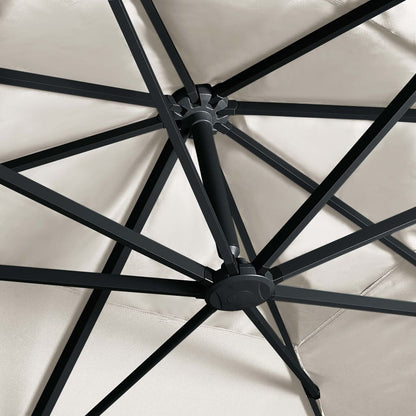 Boční Zahradní Slunečník S Led Hliníková Tyč 400X300 Cm Pískový