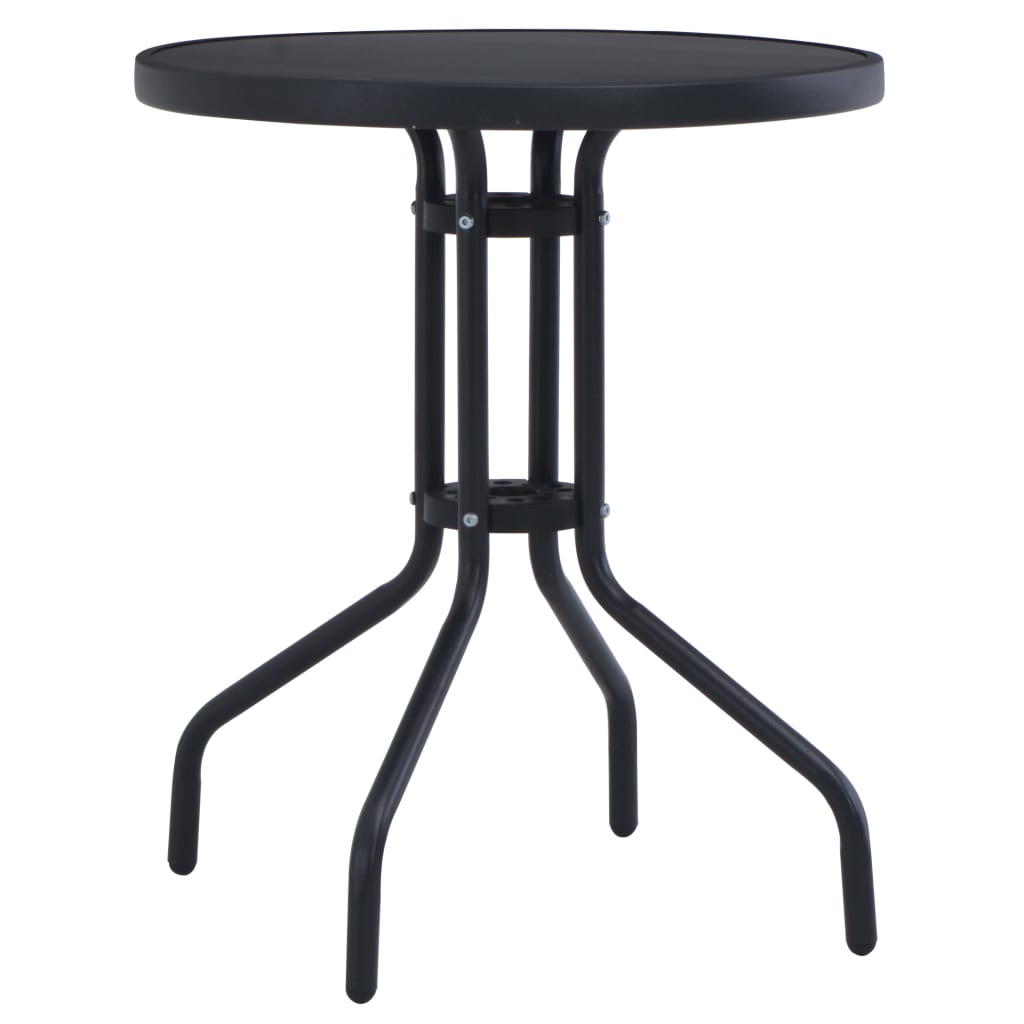 Zahradní Stolek Černý 60 Cm Ocel A Sklo