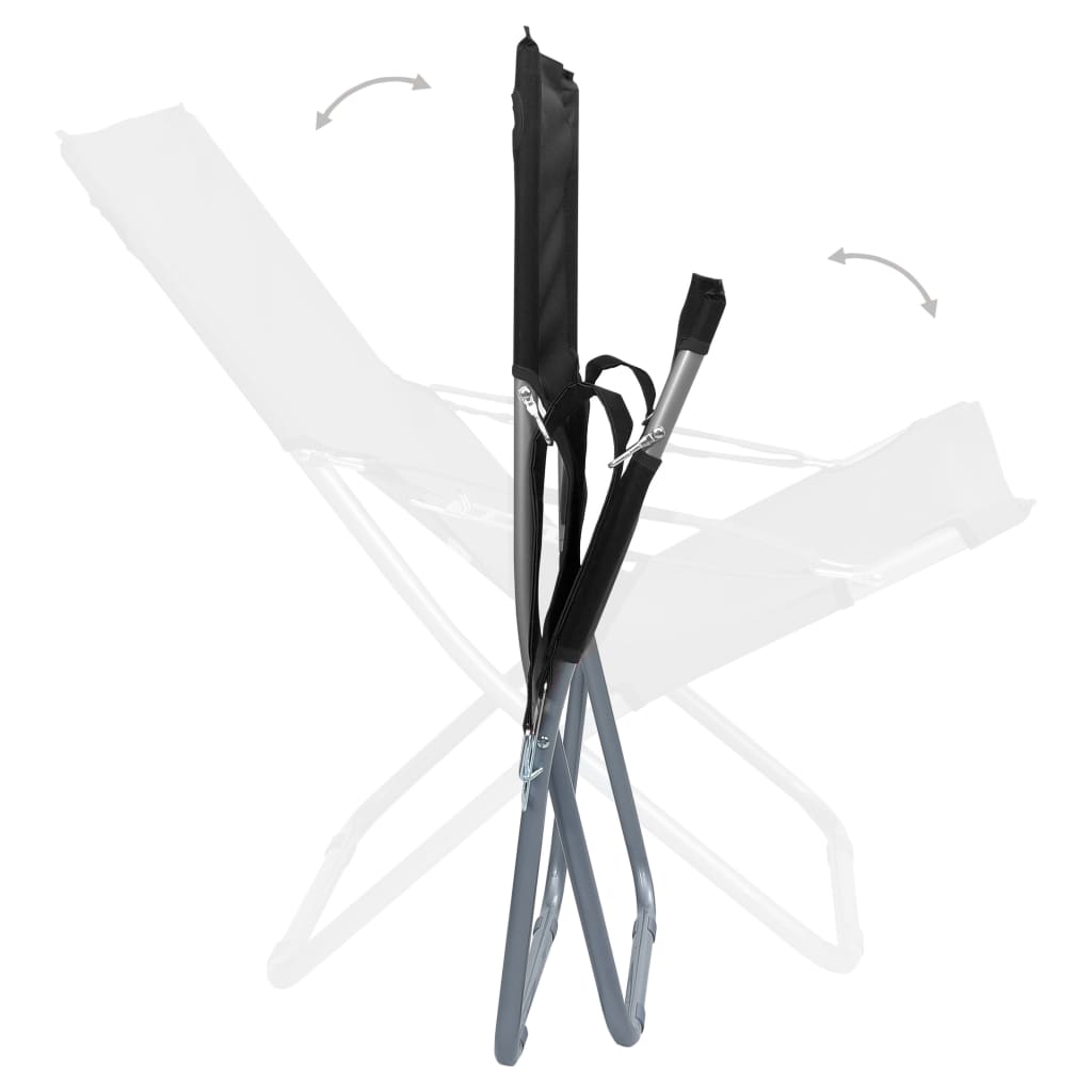 Skládací Plážové Židle 2 Ks Textil Černé