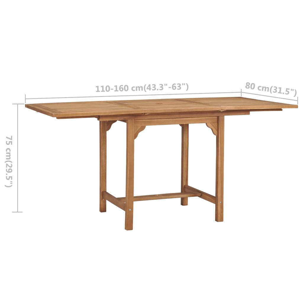 Rozkládací Zahradní Stůl (110–160) X 80 X 75 Cm Masivní Teak