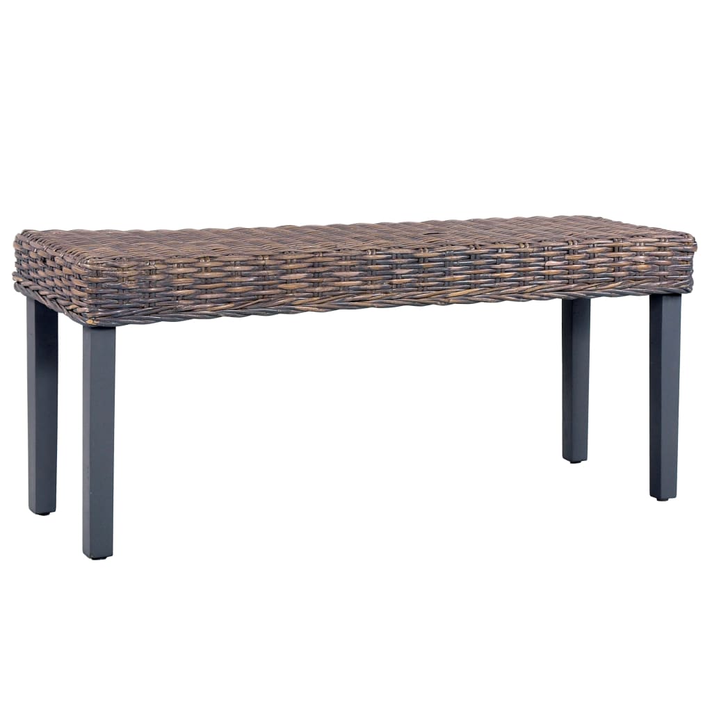 Lavice 110 Cm Šedá Přírodní Kubu Ratan A Masivní Mangovník