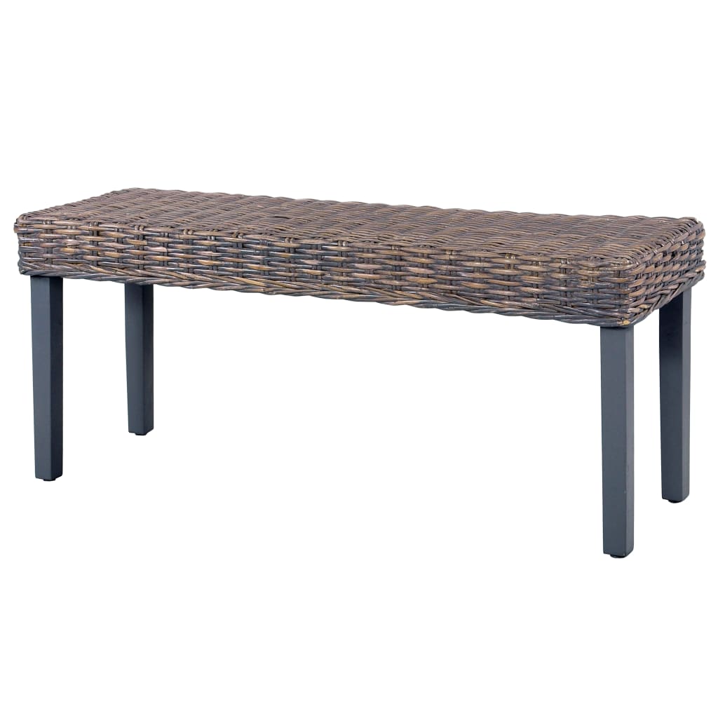 Lavice 110 Cm Šedá Přírodní Kubu Ratan A Masivní Mangovník