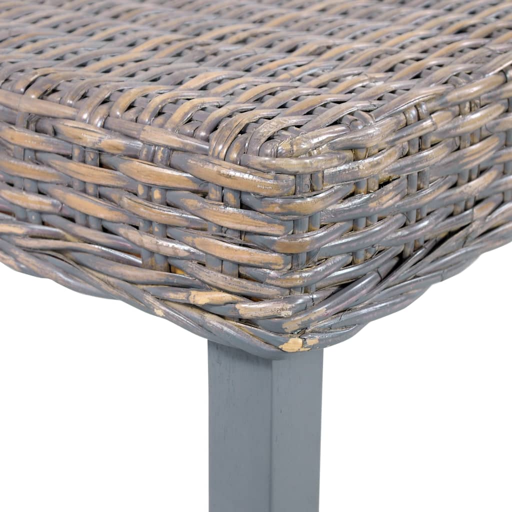 Lavice 110 Cm Šedá Přírodní Kubu Ratan A Masivní Mangovník