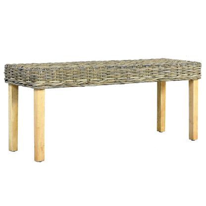 Lavice 110 Cm Šedá Přírodní Kubu Ratan A Masivní Mangovník