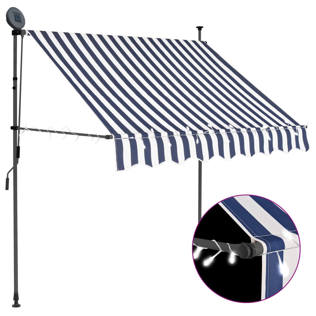 Ručně Zatahovací Markýza S Led Světlem Bílooranžová