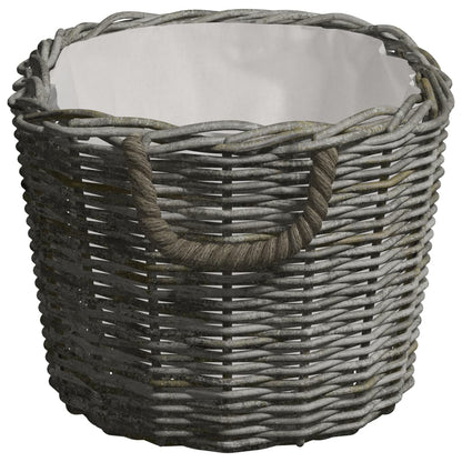 Koš Na Dřevo S Držadly 59 X 42 X 28 Cm Šedá Vrba