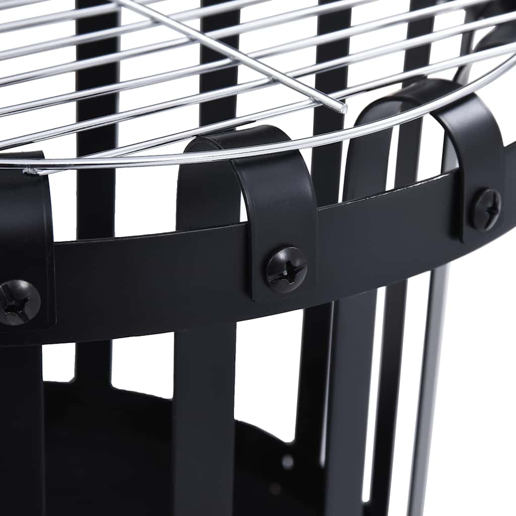 Zahradní Přenosné Ohniště Koš S Grilem Ocel 47,5 Cm