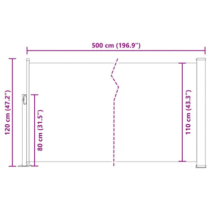 Zatahovací Boční Markýza/Zástěna Na Terasu 120 X 500 Cm Červená