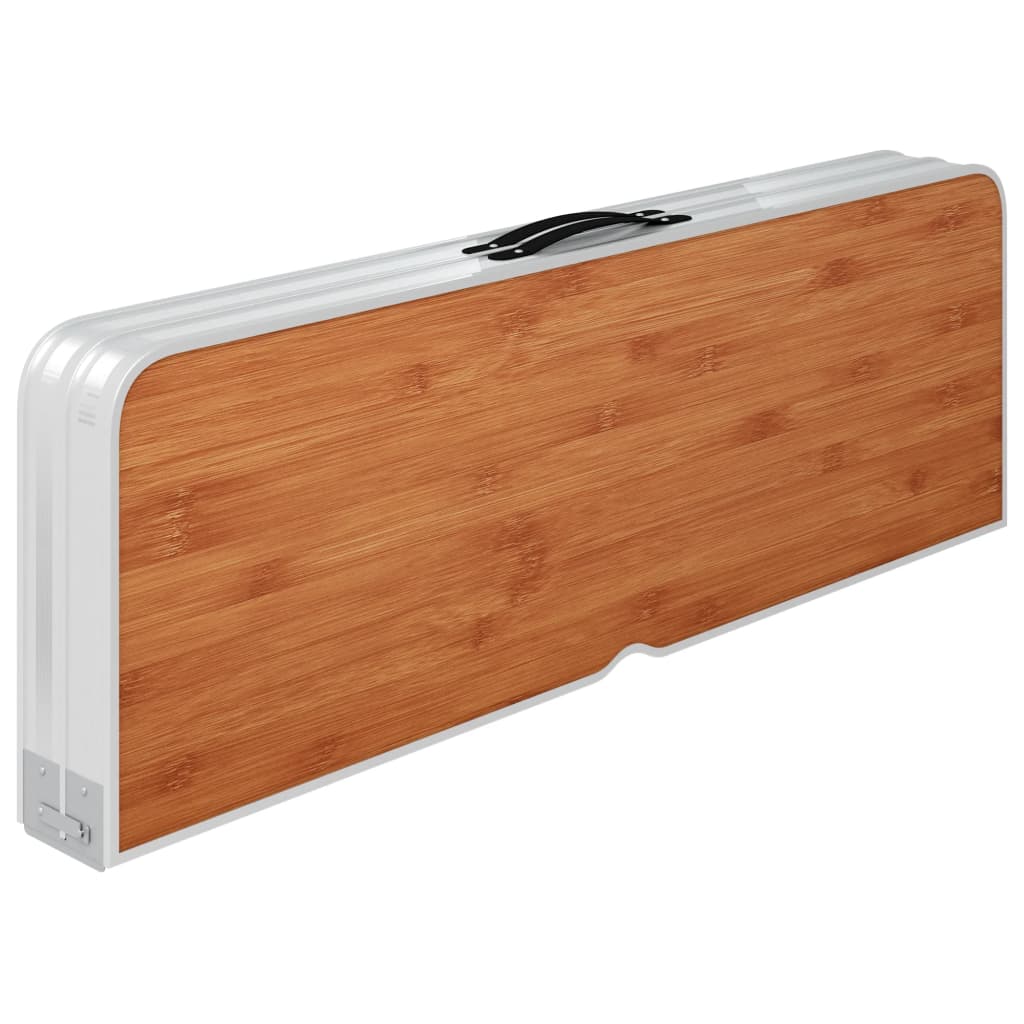 Skládací Kempingový Stůl Se 2 Lavicemi Hliník Hnědý