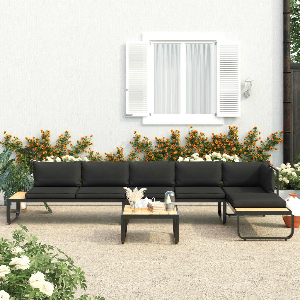 4Dílná Zahradní Rohová Sedací Souprava S Poduškami Hliník A Wpc Šedá