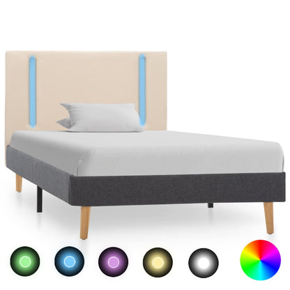 Rám Postele S Led Světlem Krémový A Tmavě Šedý Textil 100X200Cm