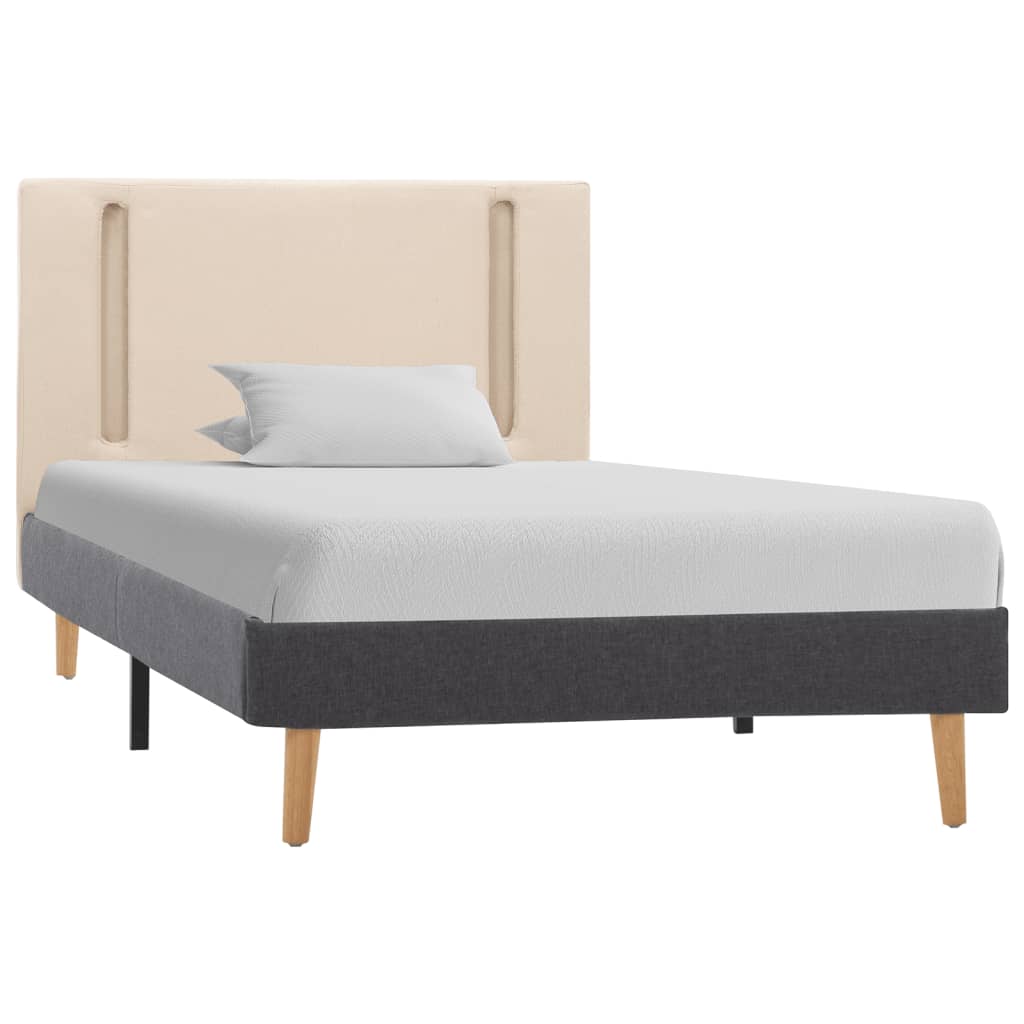 Rám Postele S Led Světlem Krémový A Tmavě Šedý Textil 100X200Cm