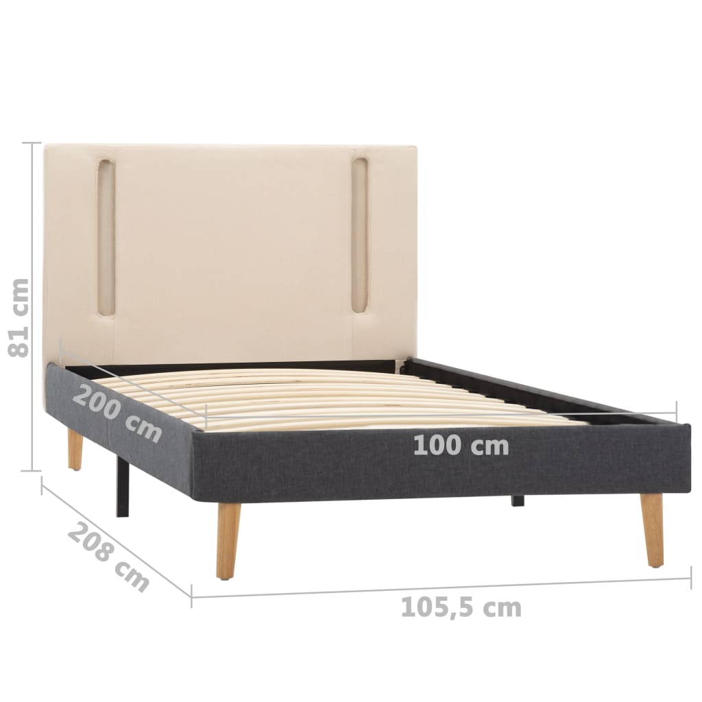 Rám Postele S Led Světlem Krémový A Tmavě Šedý Textil 100X200Cm