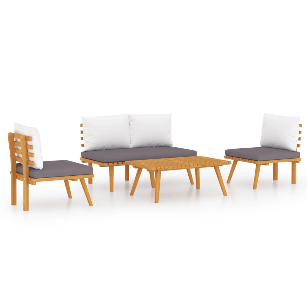 4Dílná Zahradní Sedací Souprava S Poduškami Masivní Akácie