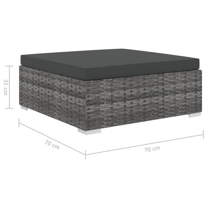 11Dílná Zahradní Sedací Souprava S Poduškami Polyratan Šedá
