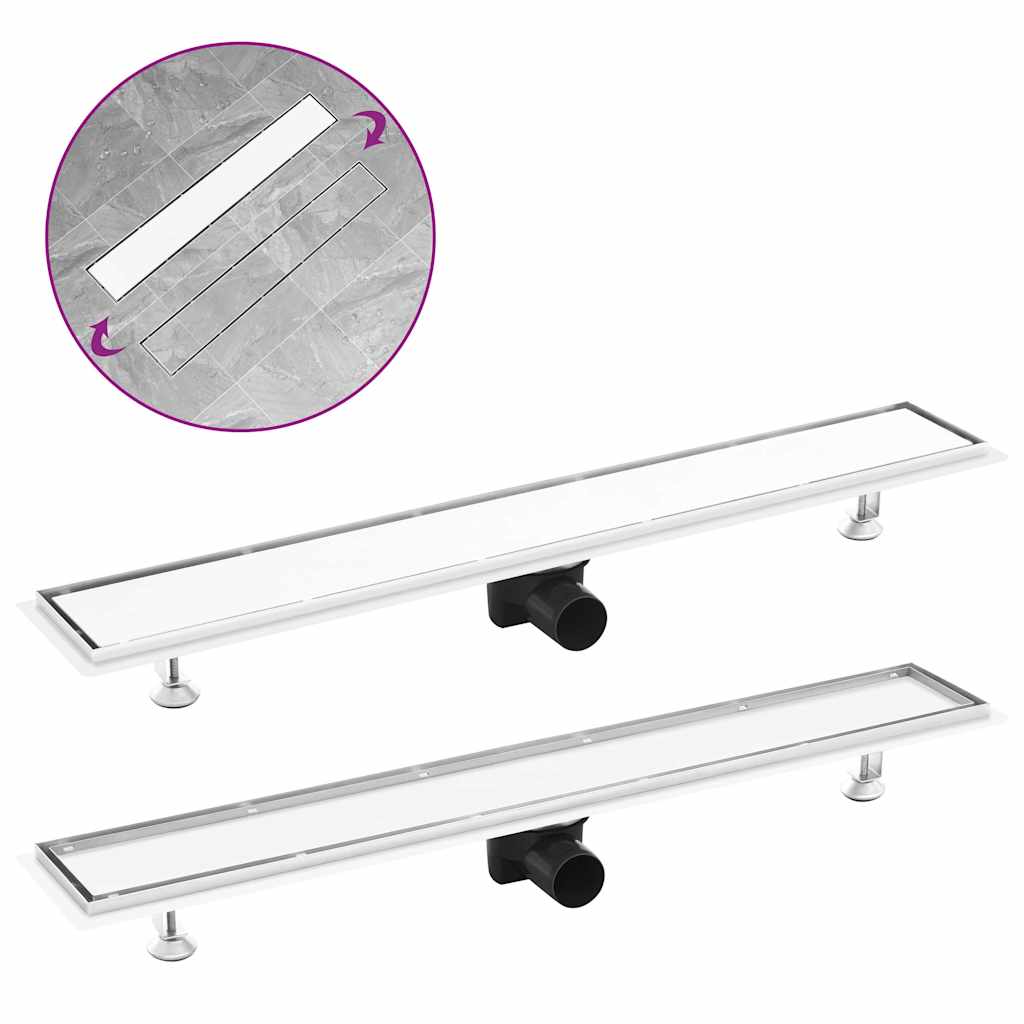 Rovný Sprchový Odtokový Žlab Čárky 830X140 Mm Nerezová Ocel