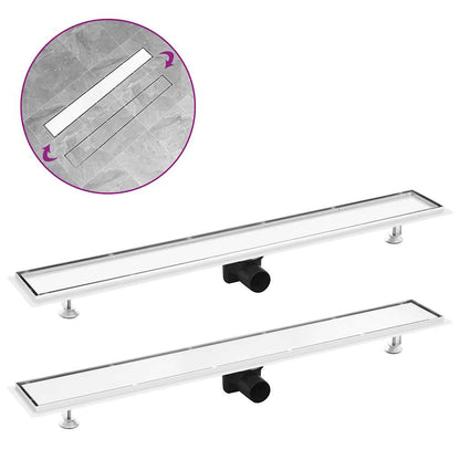 Rovný Sprchový Odtokový Žlab Čárky 830X140 Mm Nerezová Ocel