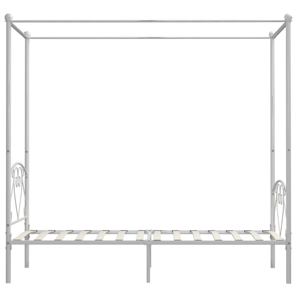 Rám Postele S Nebesy Bílý Kovový 100 X 200 Cm