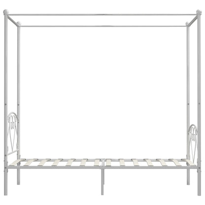 Rám Postele S Nebesy Bílý Kovový 100 X 200 Cm