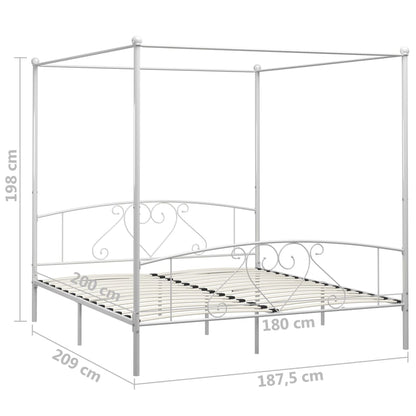 Rám Postele S Nebesy Bílý Kovový 180 X 200 Cm