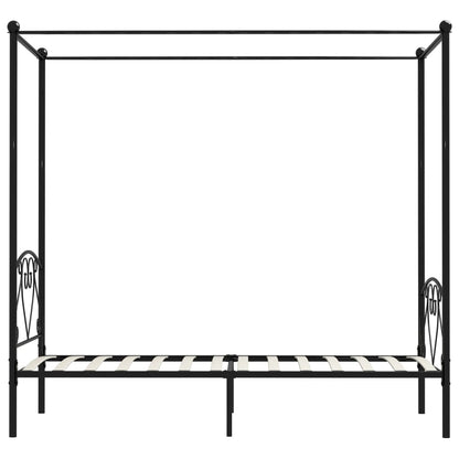 Rám Postele S Nebesy Černý Kovový 100 X 200 Cm