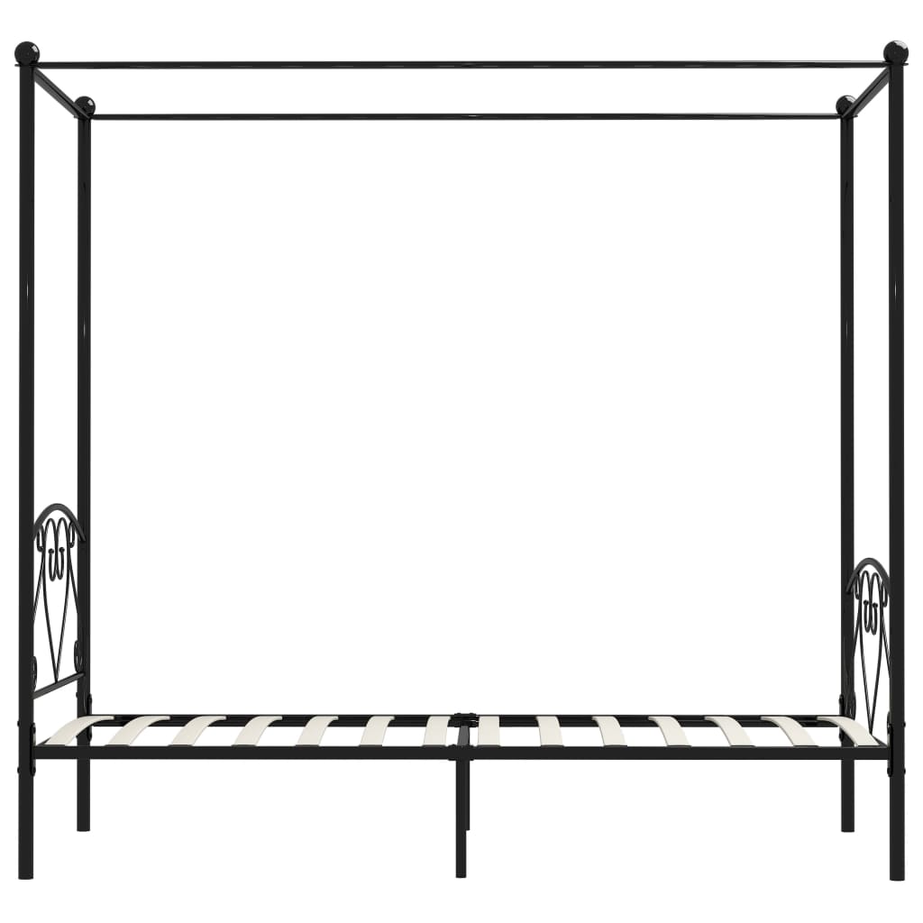 Rám Postele S Nebesy Černý Kovový 120 X 200 Cm
