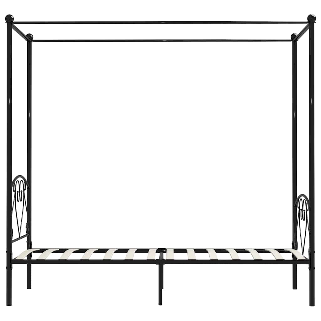 Rám Postele S Nebesy Černý Kovový 120 X 200 Cm