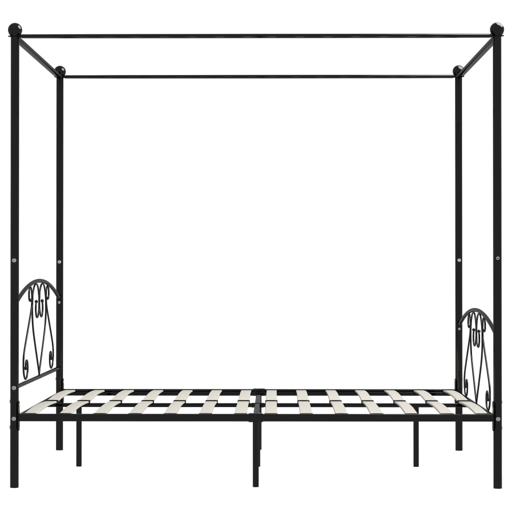 Rám Postele S Nebesy Černý Kovový 160 X 200 Cm
