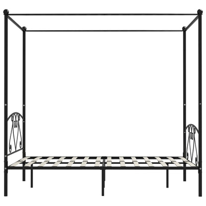 Rám Postele S Nebesy Černý Kovový 160 X 200 Cm