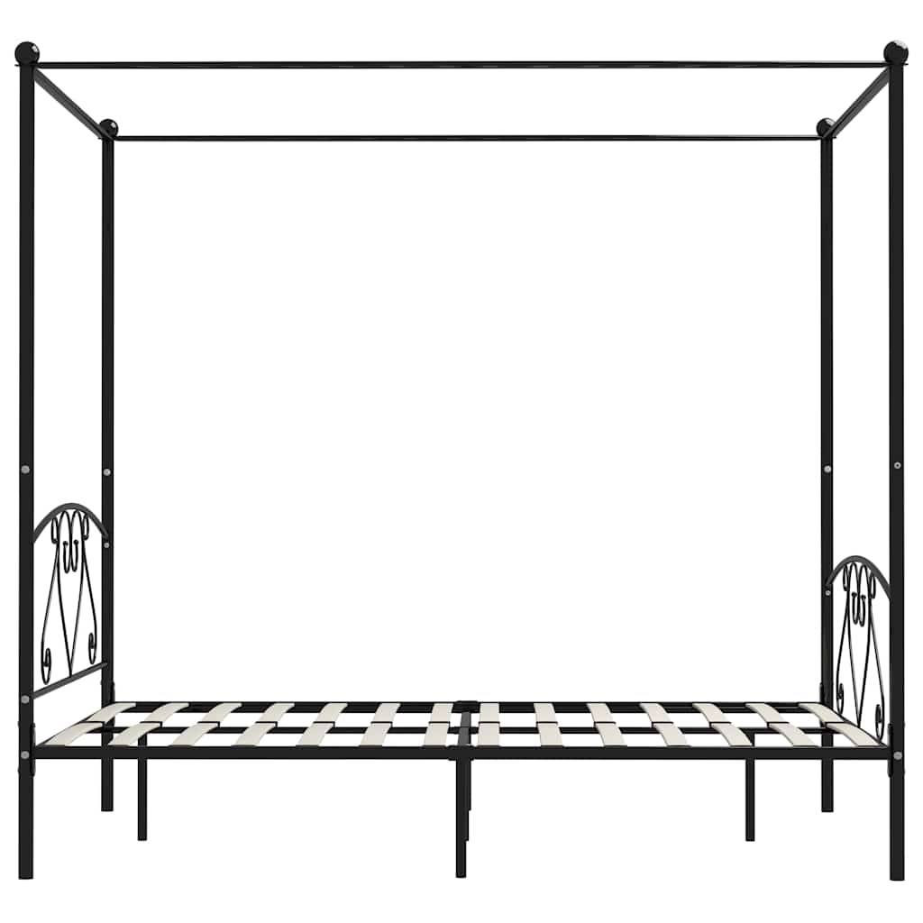 Rám Postele S Nebesy Černý Kovový 160 X 200 Cm