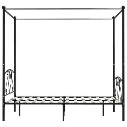 Rám Postele S Nebesy Černý Kovový 160 X 200 Cm