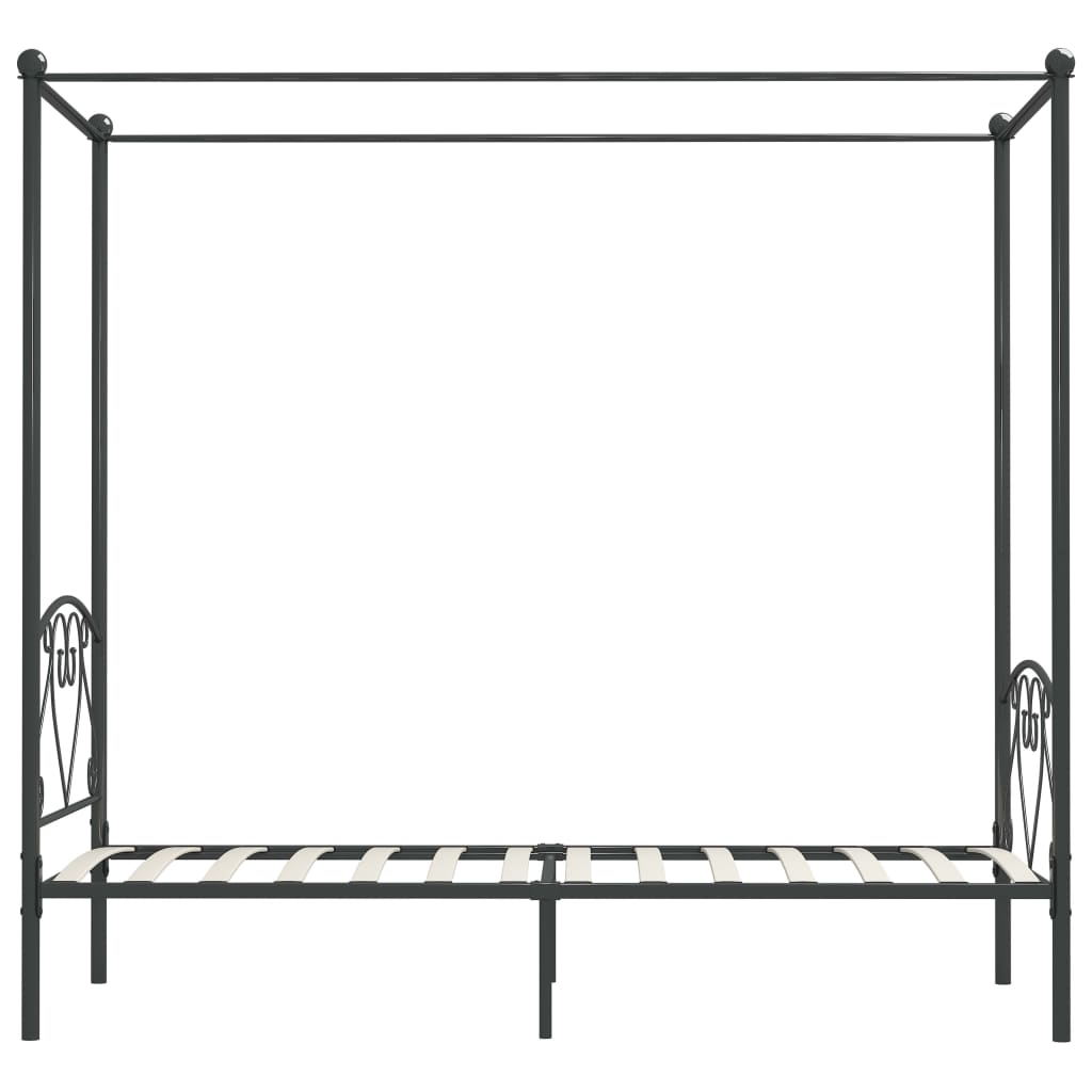 Rám Postele S Nebesy Šedý Kovový 100 X 200 Cm