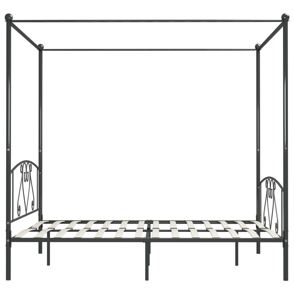 Rám Postele S Nebesy Šedý Kovový 200 X 200 Cm