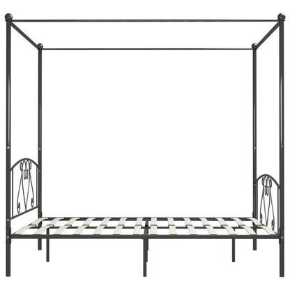Rám Postele S Nebesy Šedý Kovový 200 X 200 Cm