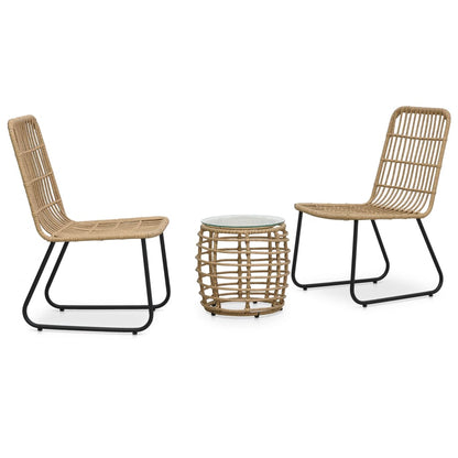 3Dílný Bistro Set Polyratan Černý