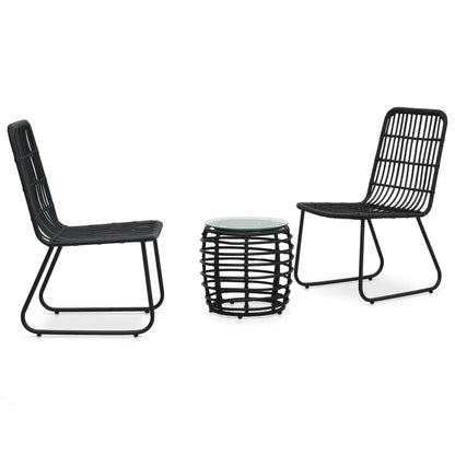3Dílný Bistro Set Polyratan Černý
