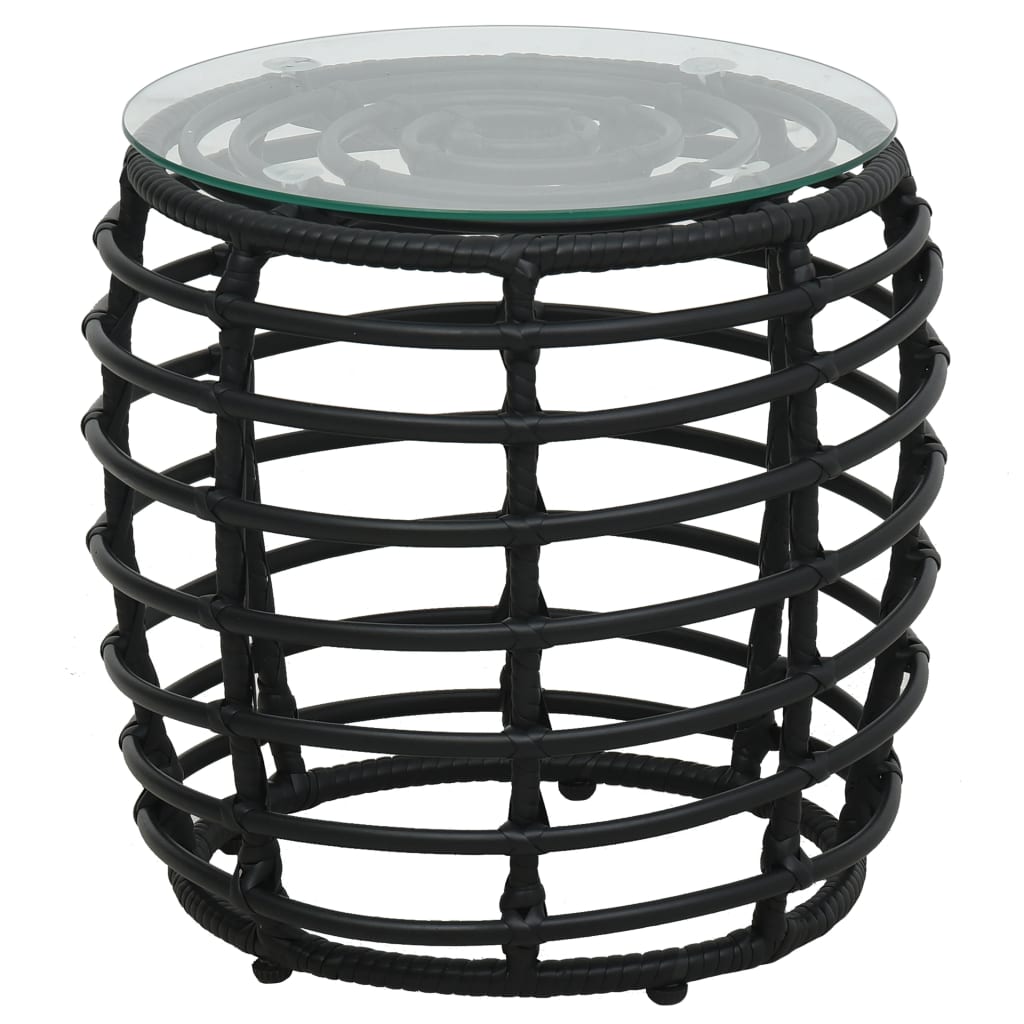 3Dílný Bistro Set Polyratan Černý