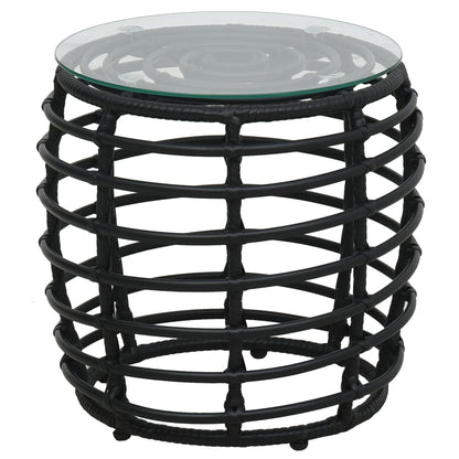 3Dílný Bistro Set Polyratan Černý