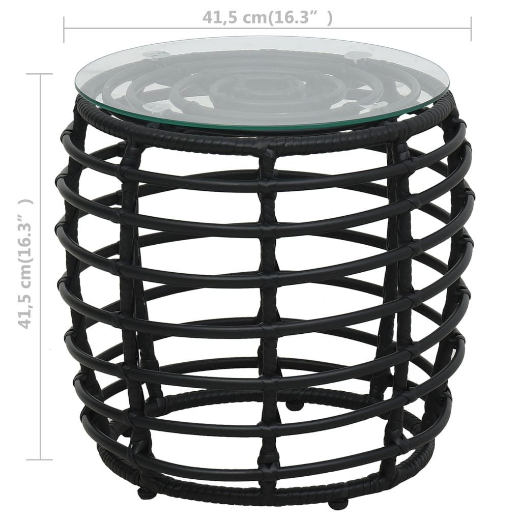 3Dílný Bistro Set Polyratan Černý