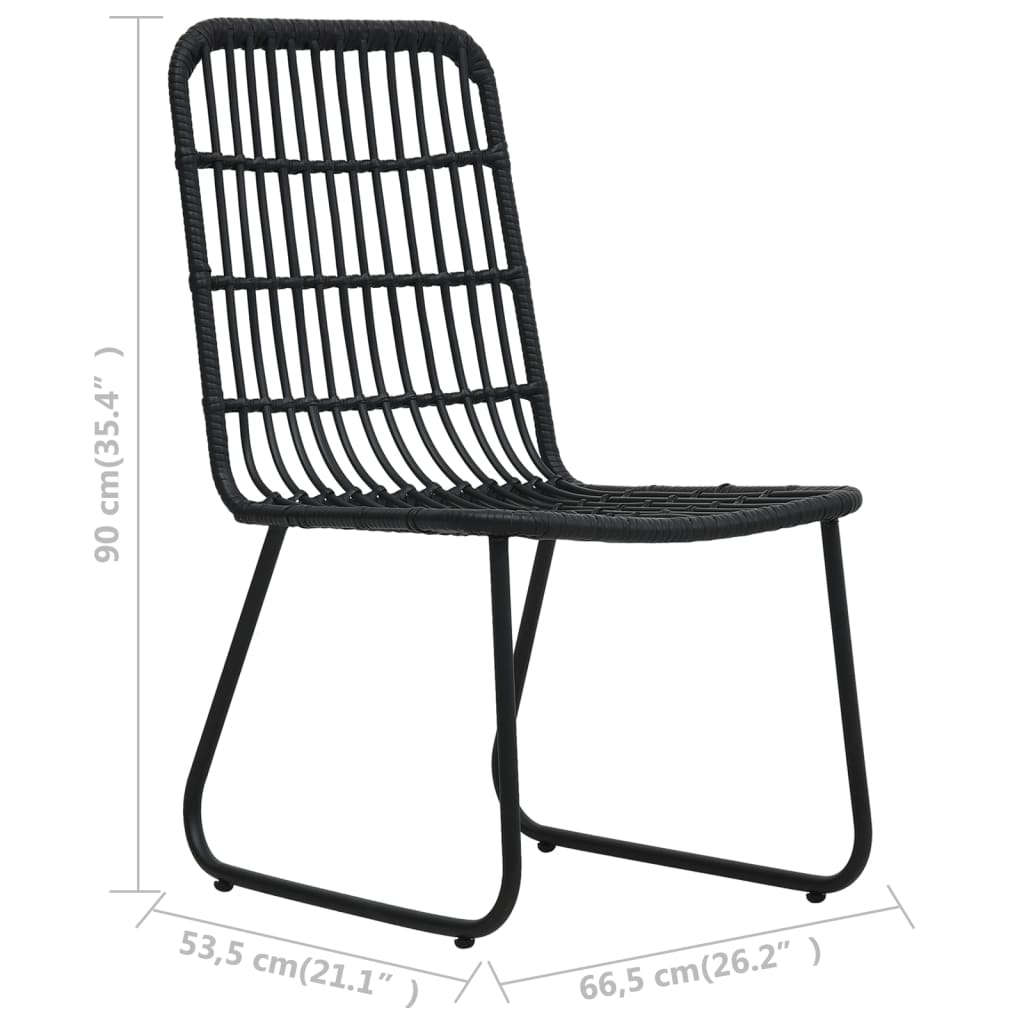 3Dílný Bistro Set Polyratan Černý