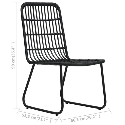 3Dílný Bistro Set Polyratan Černý