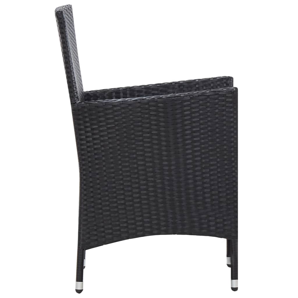 7Dílný Zahradní Jídelní Set Polyratan Černý