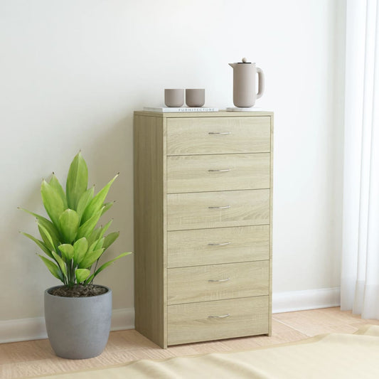 Příborník Se 6 Zásuvkami Sonoma Dub 50 X 34 X 96 Cm Kompozit